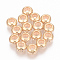 Brass Cubic Zirconia Beads, with Rubber, Rondelle, Nickel Free, Real 18K Gold Plated, 6x3mm, Rubber Hole: 1mm