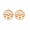 Brass Micro Pave Clear Cubic Zirconia Pendants, Nickel Free, Flat Round with Star, Real 18K Gold Plated, 21x19x3.5mm, Hole: 1.2mm