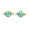 Brass Micro Pave Clear Cubic Zirconia Planet Connector Charms, Cadmium Free & Nickel Free & Lead Free, with Turquoise Synthetic Opal, Real 18K Gold Plated, 10x17.5x9mm, Hole: 0.9mm