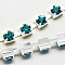 Brass Rhinestone Strass Chains, Rhinestone Cup Chain, 2880pcs Rhinestone/bundle, Grade A, Silver Color Plated, Blue Zircon, 2mm, about 28.87 Feet(8.8m)/bundle