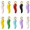 Alloy Enamel Pendants, Cadmium Free & Nickel Free & Lead Free, Light Gold, Hot Horn of Plenty/Italian Horn Cornicello Charms, Mixed Color, 21x6x6mm, Hole: 2mm
