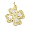 Brass Micro Pave Cubic Zirconia Pendants, Cadmium Free & Nickel Free & Lead Free, Shell Charms, Real 18K Gold Plated, Clover, 20.5x18.5x2mm, Hole: 3.5mm