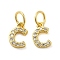 Brass Micro Pave Cubic Zirconia Pendants, Cadmium Free & Nickel Free & Lead Free, with Jump Ring, Letter C, 8.5x5.5x1.5mm, Hole: 3.6mm