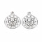 Brass Micro Pave Clear Cubic Zirconia Pendants, Nickel Free, Rhombus with Lion, Real Platinum Plated, 21.5x18.5x3mm, Hole: 1.8mm