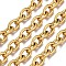 304 Stainless Steel Cable Chains, Textured, with Spool, Unwelded, Oval, Golden, 11x8x2mm, about 32.8 Feet(10m)/roll