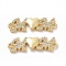 Brass Micro Pave Cubic Zirconia Connector Charms, Cadmium Free & Lead Free, Mother's Day Links, Word M Heart M, Golden, 7.5x26x3mm, Hole: 1mm