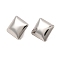 Non-Tarnish 304 Stainless Steel Stud Earrings, with Vertical Loops, Rhombus, Stainless Steel Color, 20x20mm, Pin: 0.8mm