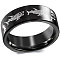 Shark Pattern 201 Stainless Steel Finger Rings, Black, US Size 10(19.8mm)