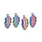 Ion Plating(IP) 304 Stainless Steel Pendants, Leaf, Rainbow Color, 35.5x15.5x2.5mm, Hole: 2.5mm