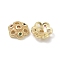 Brass Micro Pave Cubic Zirconia Bead Caps, Long-Lasting Plated, 6-Petals, Flower, Golden, 8.5x2.5mm, Hole: 1.2mm