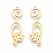 201 Stainless Steel Pendants, Cat, Real 18K Gold Plated, 39x12x1mm, Hole: 1.4mm