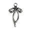 316 Surgical Stainless Steel Micro Pave Cubic Zirconia Pendants, Antique Silver, Bowknot Charm, Black, 27x15.5x5mm, Hole: 2.2mm