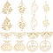 16Pcs 8 Style 201 Stainless Steel Pendants, Laser Cut, Mushroom & Beetle & Butterfly, Golden, 18~45x18~36x1mm, Hole: 1.5~1.6mm, 2pcs/style