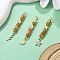3Pcs 3 Styles Natural Carnelian Faceted Round Beaded Pendants, Stainless Steel Moon Star Lightning Bolt Charms, Golden, 42~45mm, Hole: 2mm, 1pc/style