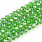 Electroplate Glass Beads Strands, AB Color Plated, Faceted, Rondelle, Light Green, 3.5~3.8x3mm, Hole: 0.4mm, about 105~110pcs/strand, 29~31cm