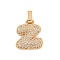 Brass Micro Pave Clear Cubic Zirconia Pendants, Cadmium Free & Nickel Free & Lead Free, Real 18K Gold Plated, Letter Z, 31x21x5mm, Hole: 3x6mm
