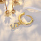 Brass Micro Pave Clear Cubic Zirconia Hoop Earrings, Golden, Letter S, 24x7mm