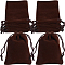 Velvet Jewelry Drawstring Gift Bags, Rectangle, Coconut Brown, 8.8~9x7.2~7.3x0.4cm, about 25pcs/bag