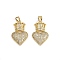 Brass Micro Pave Cubic Zirconia Pendants, Heart, Real 16K Gold Plated, 23x15x4mm, Hole: 3.5x4.5mm