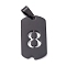 304 Stainless Steel Pendants, Rectangle with Number, Electrophoresis Black, Num.8, 27.5x14.5x1.5mm, Hole: 7.5x3mm