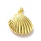 Rack Plating Brass Pendants, Shell, Golden, 19x19x7mm, Hole: 5x3mm