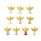 Glass Pendants, with Alloy Beads, Angel, Mixed Color, 25x21.5x6mm, Hole: 1.5mm, 10pcs/set