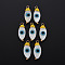 Freshwater Shell Pendants, with Golden Brass Findings, Evil Eye, Seashell Color, 20x7.5x5mm, Hole: 2mm