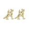 Real 18K Gold Plated Brass Micro Pave Cubic Zirconia Pendants, Cadmium Free & Nickel Free & Lead Free, with Enamel and Jump Ring, Dinosaur Charms, Dark Blue, 17.5x23x4mm, Hole: 3.5mm