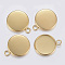 304 Stainless Steel Pendant Cabochon Settings, Plain Edge Bezel Cups, Flat Round, Golden, 11x8x1mm, Hole: 2.5mm, Tray: 6mm