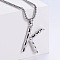 3Pcs 304 Stainless Steel Textured Letter Pendant Box Chain Necklaces, Stainless Steel Color, Letter K