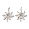 Brass Micro Pave Clear Cubic Zirconia Pendants, Cadmium Free & Lead Free, Sun, Platinum, 22x18x2mm, Hole: 3.5mm