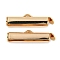Brass Slide On End Clasp Tubes, Slider End Caps, Cadmium Free & Nickel Free & Lead Free, with Pendant Bails, Real 18K Gold Plated, 5.5x19x4mm, Hole: 1.2mm, Inner Diameter: 3mm