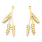 201 Stainless Steel Pendants, Leaf Charm, Real 18K Gold Plated, 34x14.5x1mm, Hole: 1.5mm