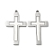 Non-Tarnish 201 Stainless Steel Pendants, Cross Charm, Stainless Steel Color, 45x25x2.5mm, Hole: 2.7mm