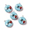 Opaque Resin Pendants, with Platinum Tone Iron Loops, Donut, Cyan, 25x22x13.5mm, Hole: 2mm