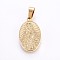 304 Stainless Steel Pendants, Oval with Virgin Mary, Golden, 23x14x2.5mm, Hole: 7x4mm