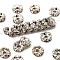 Brass Rhinestone Spacer Beads, Grade A, Wavy Edge, Platinum Metal Color, Rondelle, Crystal, 6x3mm, Hole: 1mm