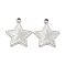 Non-Tarnish 304 Stainless Steel Pendants, Star Charm, Stainless Steel Color, 20x18x2mm, Hole: 1.8mm