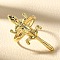 Adjustable Brass Finger Rings for Women, Cadmium Free & Lead Free, Gecko, Real 18K Gold Plated, 35x14mm, Inner Diameter: 17mm