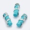 Synthetic Turquoise Pendants, with Brass Findings, Column with Dragon, Platinum, Dyed, 40.5~41.5x14x15mm, Hole: 3.5x5mm