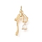 Brass Micro Pave Cubic Zirconia Pendants, Bowknot, with Jump Ring, Long-Lasting Plated, Cadmium Free & Lead Free, Rack Plating, Real 14K Gold Plated, 20x11.5x3mm