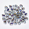 Transparent Spray Painted Glass Charms, AB Color Plated, Teardrop, DarkSlate Blue, 9x6x6mm, Hole: 1mm