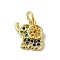 Real 18K Gold Plated Brass Pave Cubic Zirconia Pendants, Cadmium Free & Nickel Free & Lead Free, with Jump Rings, Elephant, Colorful, 11x10x2mm, Hole: 3mm