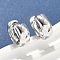 Brass Hoop Earrings, Real Platinum Plated, 16x7mm