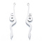 Non-Tarnish 201 Stainless Steel Pendants, Snake Charm, Stainless Steel Color, 45x9x1mm, Hole: 1.6mm