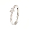 Clear Cubic Zirconia Initial Letter Adjustable Ring, Platinum Brass Jewelry for Women, Cadmium Free & Lead Free, Letter.T, Inner Diameter: 18mm