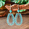 Bohemian Style Alloy Acrylic Dangle Earrings, Antique Silver, Teardrop, 70x20mm