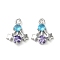 Brass Micro Pave Cubic Zirconia Charms, Cadmium Free & Nickel Free & Lead Free, Star Charm, Platinum, 13.5x11x3mm, Hole: 1.3mm
