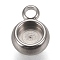 Tarnish Resistant 304 Stainless Steel Pendant Cabochon Settings, Lace Edge Bezel Cups, Flat Round, Stainless Steel Color, Tray: 4mm, 9x6.5x3mm, Hole: 1.8mm