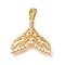 Brass Micro Pave Cubic Zirconia Pendents, Fishtail Charms, with ABS Imitation Pearl, Real 18K Gold Plated, Rack Plating, Lead Free & Cadmium Free, Real 18K Gold Plated, 20.5x20.5x3.5mm, Hole: 5x2.5mm